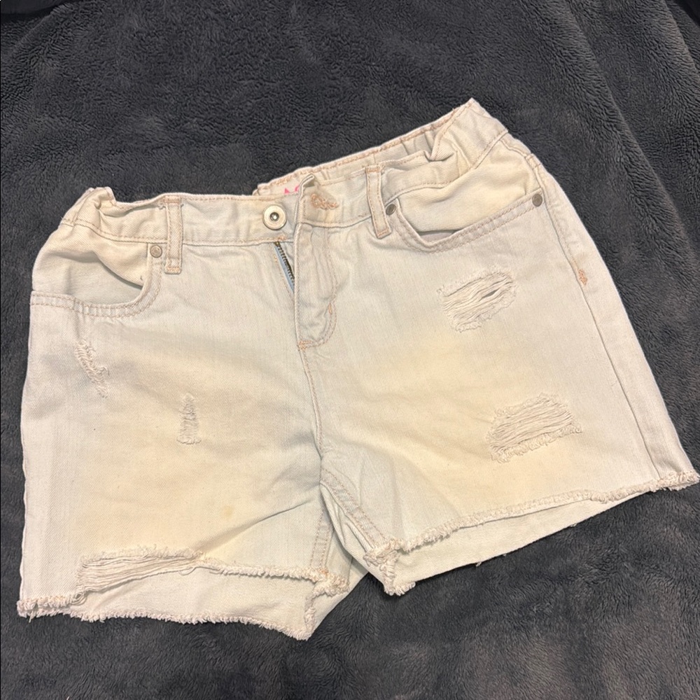 GIRLS White Distressed Denim Shorts